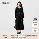 珂莱蒂尔2025年冬季新款假两件绵羊毛混纺法式针织连衣裙小黑裙女 黑色 M