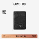 GROTTO个乐新款品牌箭头标护照夹多功能卡包证件真皮保护套礼物 经典黑