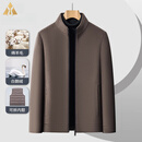 BG GLAMURB奢侈品牌外套男士毛呢大衣男立领中年外套爸爸冬装服鹅绒内胆 驼色 【鹅绒内胆可拆卸】 L 175 【体重130-150斤】
