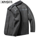 凯撒（KAISER）皮毛一体真皮皮衣男羊毛皮秋冬新款翻领皮夹克男休闲单排扣外套男