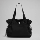 LULULAM LULU露露托特包2025女大容量文艺新款百搭单肩休闲时尚简约通勤背包 黑色