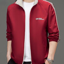 UOSO男士冲锋衣男秋冬季防风保暖立领户外休闲上衣潮流双面穿夹克外套 红色*2 5XL 195 【适合200-220斤】