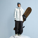 南恩【天际线】滑雪服套装2025新款女单板防水加厚3L全压胶专业雪服衣 山峰白+黑色 L