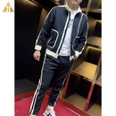 BG GLAMURB奢侈品牌男装套装高端休闲运动两件套男立领拉链开衫卫衣长裤加厚 黑色 6XL 185-200斤