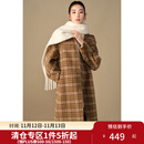 独束大码女装老钱风斗篷款双面呢大衣胖mm冬季新款时尚毛呢外套 格纹 L (尺码：2)