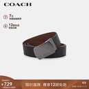 蔻驰（COACH）【品牌直供】男士C纹板扣宽版牛皮革腰带38MM黑色配棕色CQ009