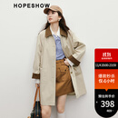 红袖日系卡其风衣春季2025新款女装插肩宽松显瘦撞色翻领气质长外套 卡其038 S