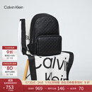 Calvin KleinJeans男士校园风满版压印字母拉链ck大容量双肩包节日礼物HH2622 UB1-太空黑 OS
