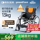 鱼跃 (yuwell)手动轮椅车H062折叠老人轻便免充气铝合金旅行手推代步