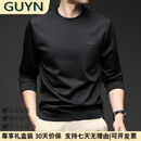 GUYN轻奢男装品牌打底衫男2025秋冬新款微廓休闲长袖套头卫衣男 黑色 黑色 L 110