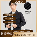 UOSO男士棋盘格夹克秋冬季短款工装外套 格子黑 XL 180 （适合130-140斤）