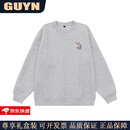 GUYN高端品牌男装美式复古刺绣圆领卫衣男2025秋季新款宽松休闲上衣男 花灰色 花灰色 M 建议(100-120斤)