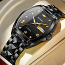 瑞士进口手表男士机械表原装简约双日历商务防水品牌十大名牌男表 全黑黑面-享全国专柜终身质保服务 进口机芯 40.5mm 40.5×37.5直径