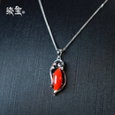 七宝缘天然阿卡级珊瑚项链S925银肖邦链珊瑚套链项链坠高端收藏级礼品 阿卡级珊瑚项链S925银套链