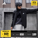 adidas拒水加绒内胆三合一连帽外套男女秋冬阿迪达斯官方轻运动 黑色   L