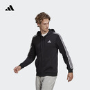 adidas休闲连帽拉链夹克外套男装秋季阿迪达斯官方轻运动GK9032 黑色/白   XL