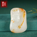 福茂华【孤品】收藏级新疆和田玉籽料观音吊坠天然黄沁皮白肉玉牌子挂件 高端玉石老料独籽观音菩萨护身符玉佩男款 尺寸约48*33.5*14.5mm重约39.20克