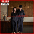 FENTENGG情侣睡衣2025年春秋季泡泡梭织棉女士家居服男士睡衣外穿套装 黑色 2XL 男款(身高178-186体重151-174）