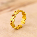 【爆款热卖】铜钱金戒指镂空设计精致吸睛好运日常佩戴显格调百搭 简约金色钱币戒指1个【活口可调节大小】