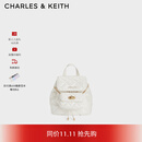 CHARLES&KEITH菱格大容量柔软多用背包书包双肩包包女包生日礼物CK2-60151400 Cream奶白色 S