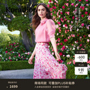 珂莱蒂尔【莉莉·柯林斯明星同款】气质舒适玫瑰透气雪纺衫女上衣 灰紫红 2XL