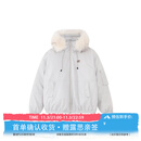 F426【赵露思许妍同款】90绒加厚大毛领工装派克连帽羽绒服 白灰色 M