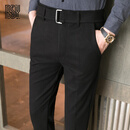 BG GLAMURB轻奢品牌裤子男士高端加厚羊毛呢子商务秋冬季冬款九分小脚西裤男 黑色长裤 顺丰空运 32 偏小130-138斤拍