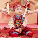 旗铂宝宝周岁服男宝抓周衣服春秋国风中式生日百日宴服装 岁岁欢喜 80