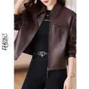 AllSaints休闲真皮皮衣女海宁2025春秋新款时尚绵羊皮夹克宽松短外套小个子 M   建议90—120斤