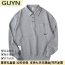GUYN轻奢男装品牌T恤2025春季复古翻领男士卫衣休闲polo衫男宽松 浅灰色 浅灰色 L 130-145斤