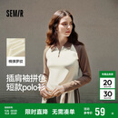 森马（Semir）POLO衫女短款拼色插肩袖修身上衣小个子秋显瘦套头衫101524115003