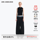 ANN ANDELMAN【王玉雯同款】官方直营 牛仔腰头拼接西裤直筒长裤 黑色 XS