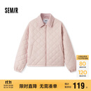森马（Semir）棉服女灯芯绒翻领菱形格复古2024冬三防宽松轻薄棉衣109724112007