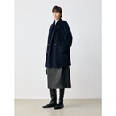 MARIUS“鱼子酱大衣”意大利鼎级BABY SURI羊驼毛双排扣A摆大衣外套 深海蓝【意大利进口TEXCO】 S