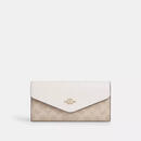 蔻驰（COACH）女士长财布多卡位收纳独立零钱袋按扣开合外置口袋黑色涂层帆布 Sand/Chalk