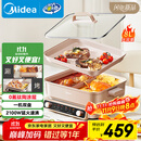 美的（Midea）电火锅鸳鸯锅火锅专用锅多功能锅料理烤肉锅分体式多功能一体电锅0氟钛陶电煮锅HGS352866S