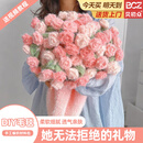 贝初众梦幻渐变玫瑰花毯diy手工编织生日礼物送女友毛线花束毯子材料包 梦幻粉玫瑰毯子-大号材料包【可织110-120cm】 出片神器-女生一眼就喜欢的礼物