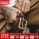 马登工装美式复古进口牛皮皮带男黄铜单针快脱扣真皮硬汉裤腰带男 深咖色 （115cm长 X 3.8cm宽）