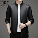 九牧王2025秋冬款皮衣男士立领海宁皮夹克中年爸爸装休闲短款皮外套男 黑色绒里N2339 2XL 185