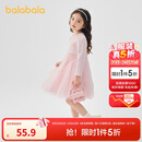 巴拉巴拉童装女童连衣裙儿童针织裙子2025春蝴蝶结网纱裙甜美209125111003