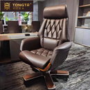 统塔真皮办公桌老板椅人体工学椅大班椅久坐舒适午休可躺电脑椅可家用 老板椅咖色 【头层牛皮】