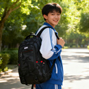 Edison高中生书包大容量初中大学生防泼水双肩包旅行背包K052-9G迷彩黑