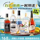 路易布兰登（LOUIS BRANDON）洋酒威士忌白兰地白朗姆酒金酒伏特加*5瓶调酒基酒鸡尾酒组合