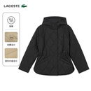 LACOSTE法国鳄鱼女装25秋冬新款菱形绗缝连帽棉服外套|BF2493 031/黑色 S 36