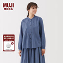 无印良品（MUJI） 女式 棉纱 长袖罩衫 女士衬衫衬衣内搭女装25年秋季上衣BC2O7A5A 蓝色格纹 L （165/88A）