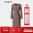 PORTS宝姿女装2025秋季新款深紫色质感肌理收腰连衣裙 深紫色 M （6）