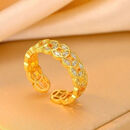闪耀碎钻镂空钱币戒指开口设计适配多手围不掉色轻奢小众时尚百搭 (送礼盒）金色碎钻钱币戒指【开口设计款】