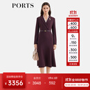 PORTS宝姿女装2025秋季新款印花叠片拼接领连衣裙ALQ9D030SWQ062 樱桃红漆色 M （6）