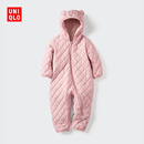 优衣库婴幼儿宝宝PUFFTECH空气棉服可机洗爬爬服长袖连体衣478818 10 水粉色 80cm