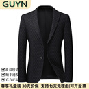 GUYN轻奢男装品牌单西外套男2025春秋中青年商务休闲西服男 黑色 L 175